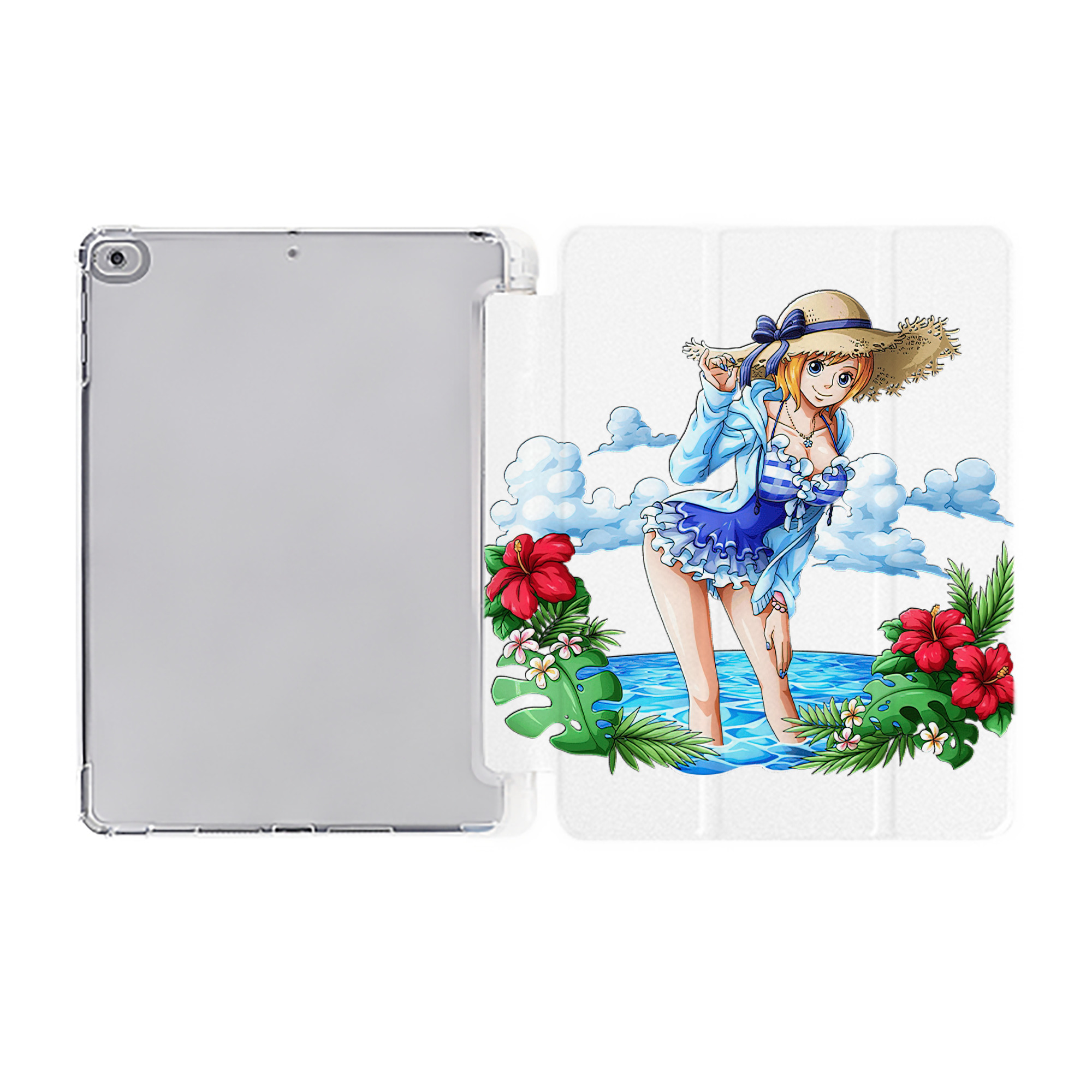 （画像用） ワンピース ナミ ONE PIECE Nami IPad ケース ペン収納付き 三つ折りスタンド PUレザー×シリコン 対応機種9.5/10.5/10.9インチ